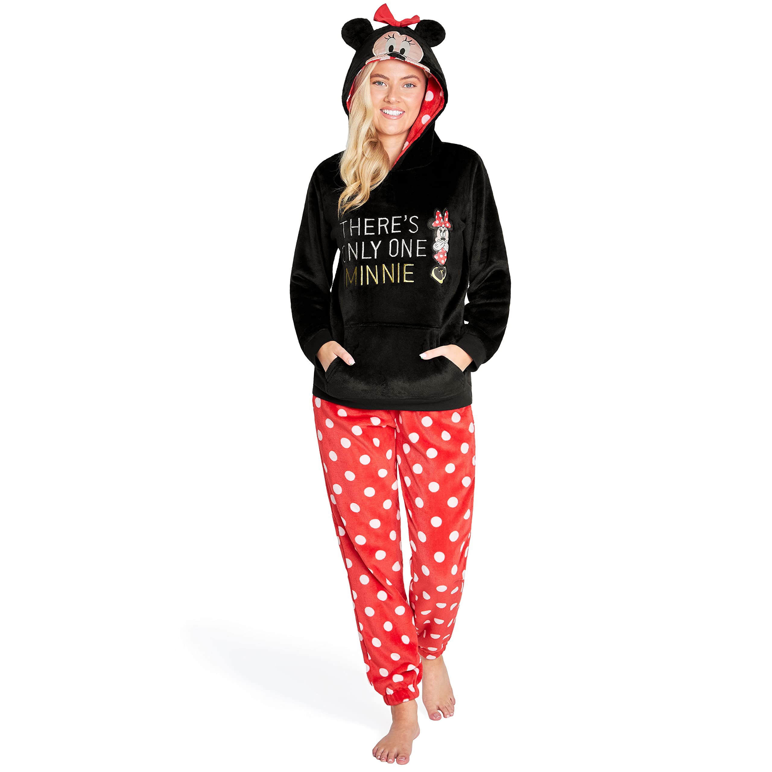 Disney Pigiama Donna Invernale Pile Stitch Minnie Minou Simba Winnie The Pooh