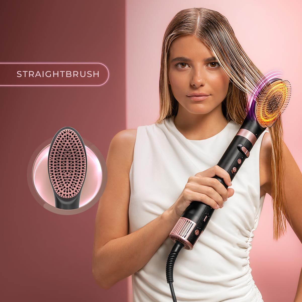 Cecotec Styler - Capelli modellanti multifunzionali, 8 teste CeramicCare 8in1, AirGlisse Gyro. 1500 W, Liscio, Modo e Fibbia, Motore Brushless, Funzione Rotante e Rivestimento Ceramica e Cheratina