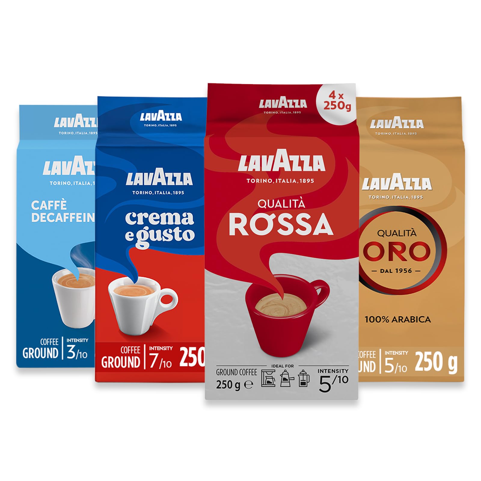 LavazzaGround Coffee - Oro, Rossa, Crema Gusto & Dek (Decaf) - 4 Pack