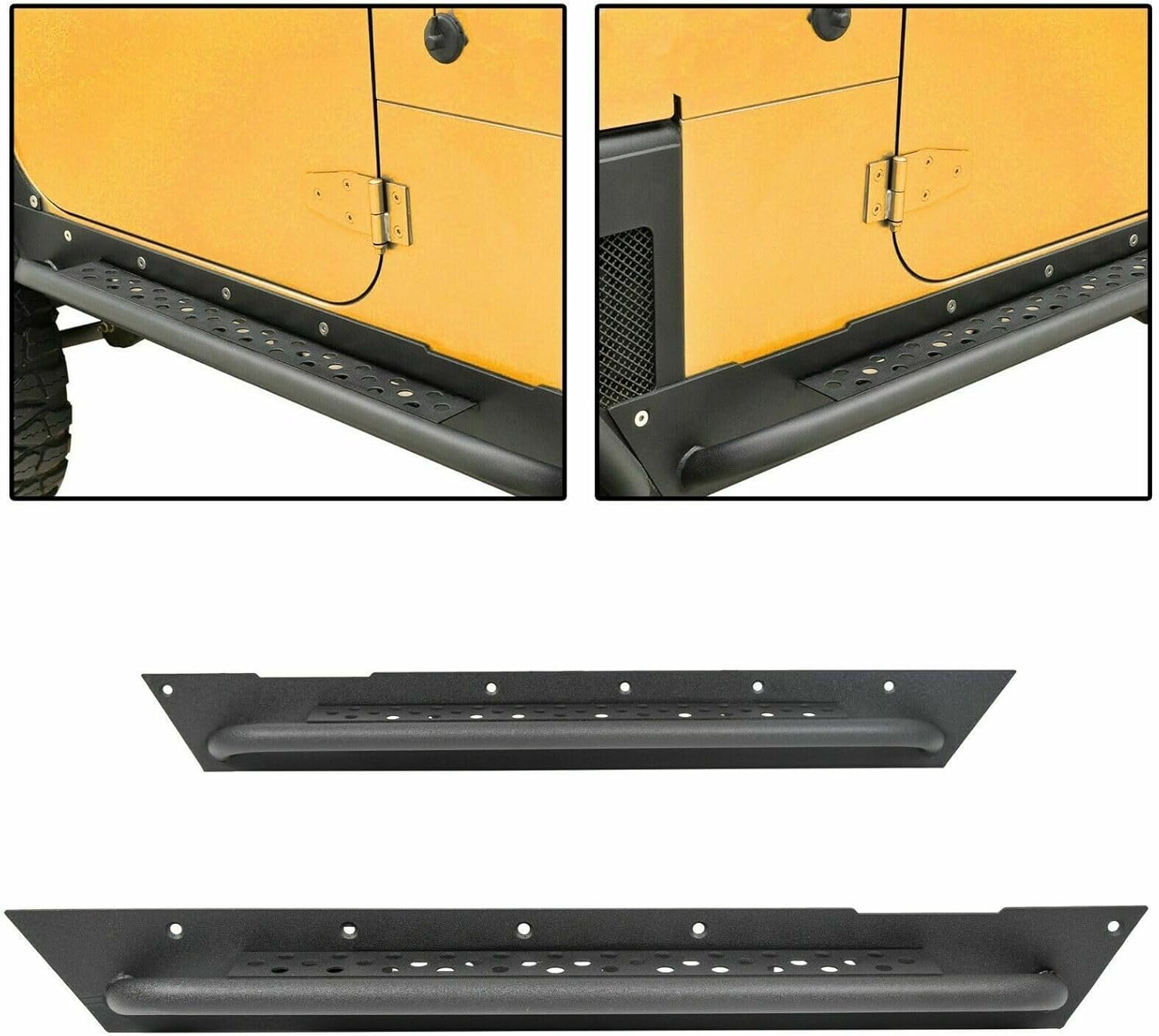 for 97-06 for Jeep Wrangler TJ Side Step Armor Rock Slider Running Board Nerf Bar – Heavy-Duty Steel, Black Powder Coated