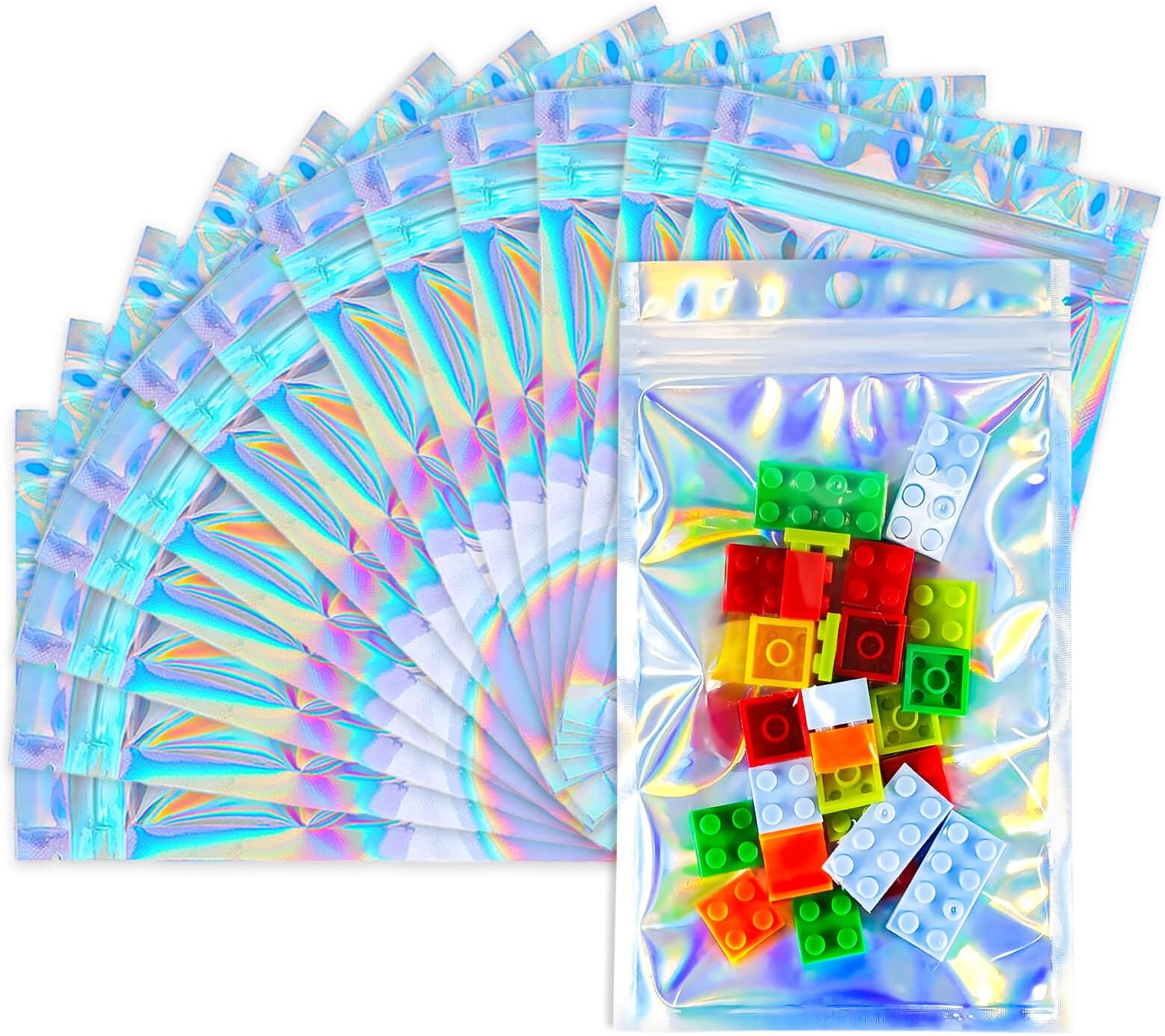 - Holographic Bags, 3x5 inch Resealable Smell Proof Bags for Food, Small Business and Party FavorStorage(100 Pack)