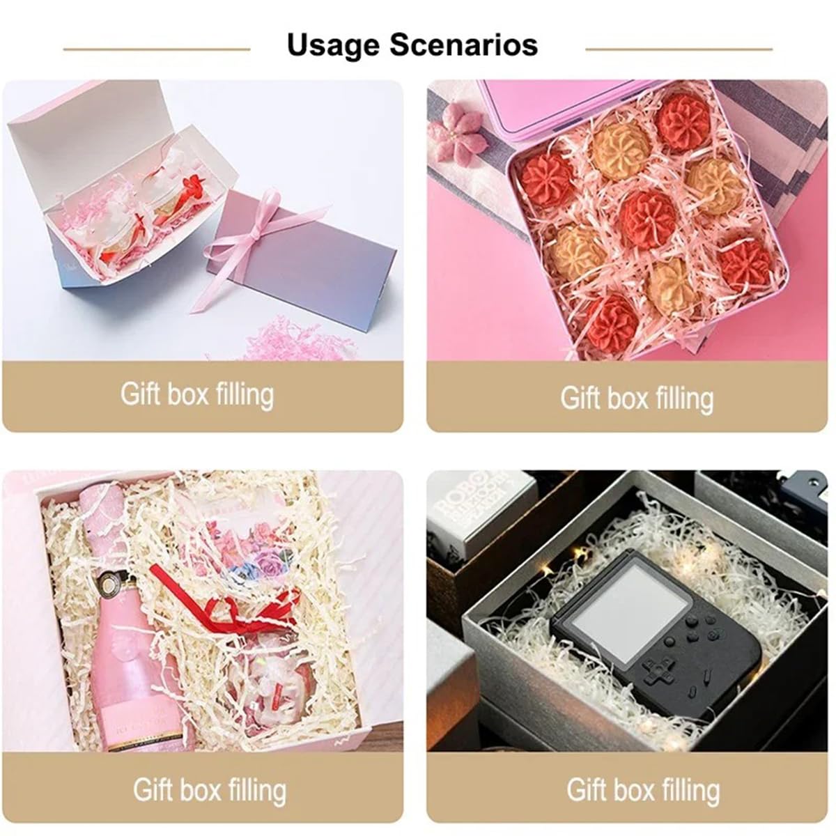 1Kg De Papier Cadeau Raphia, Matériau De Remplissage en Papier De Soie, Confettis Froissés Déchiquetés pour Boîte-Cadeau, Emballage Et Fournitures De Fête