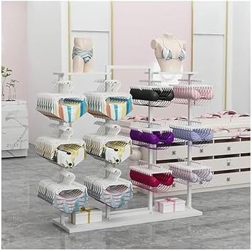 Coat Rack Stand, Underwear Display Stands, Freestanding Clothing Store Boutiques Retail Lingerie Garment Rack, Commercial Shelves for Socks Bra Panties Scarves Storage