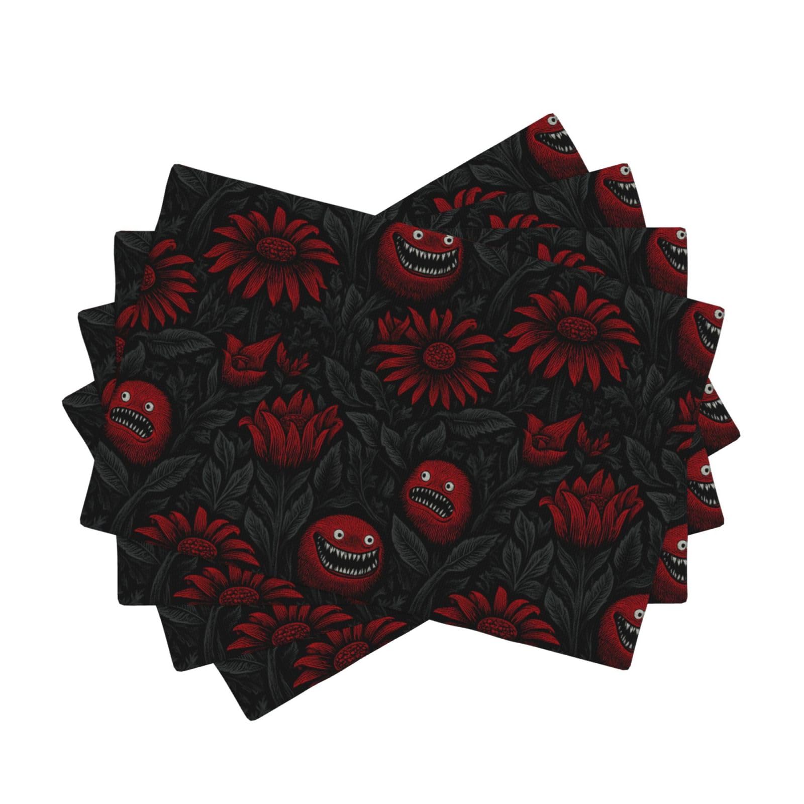 Set de table pour décoration de fête lot de 4 napperons de repas rouges