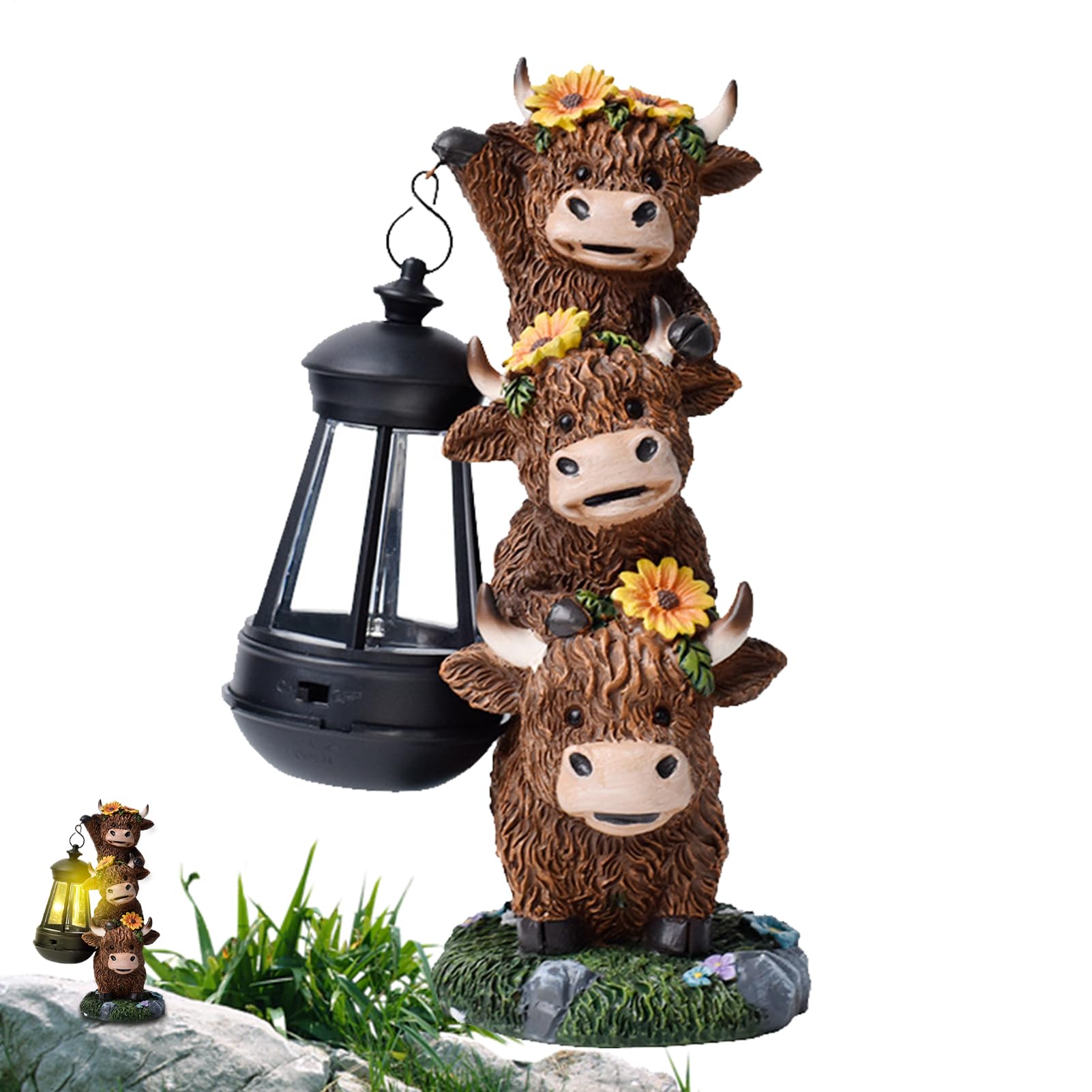 Statue de jardin Highland solaire : sublimez vos soirées sur le balcon ou patio