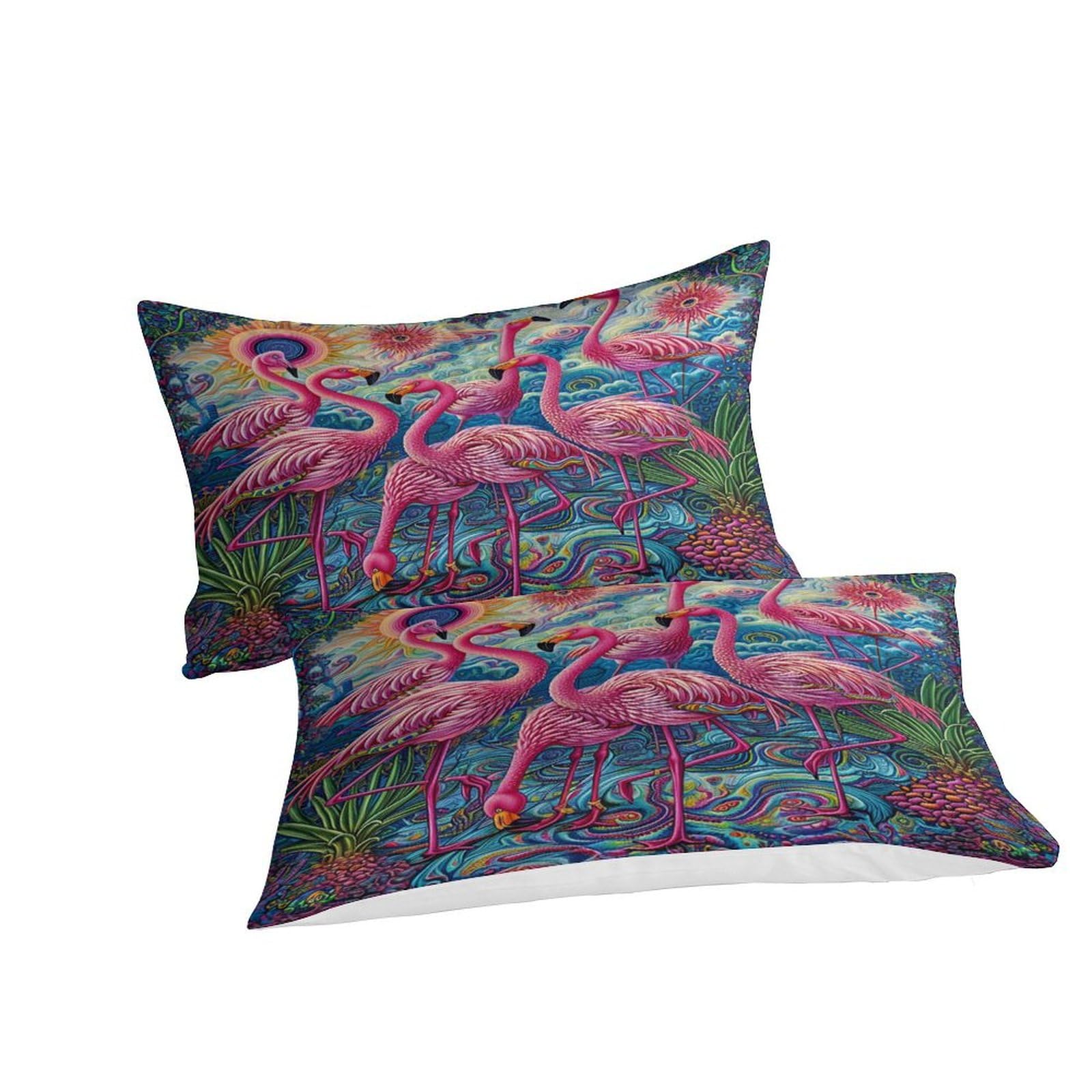 Stampato in 3D Fenicottero Copertina Stampata Microfibra Disegnata Biancheria Da Letto Stile Morbido Con 2 Federe,Double（200x200cm）, Per Ragazzi Adulti