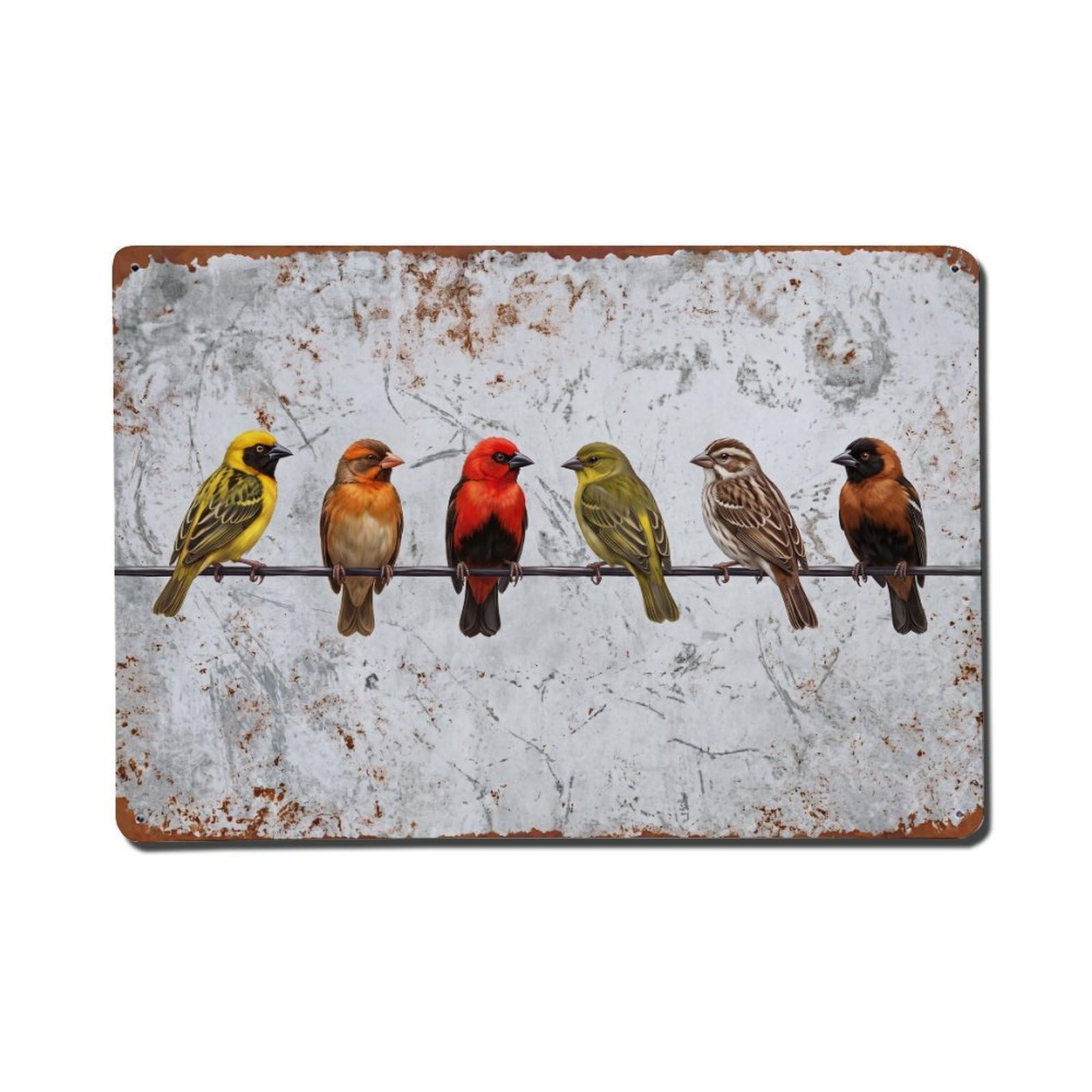 Vintage Retro Birds Weaver Metal Tin Sign