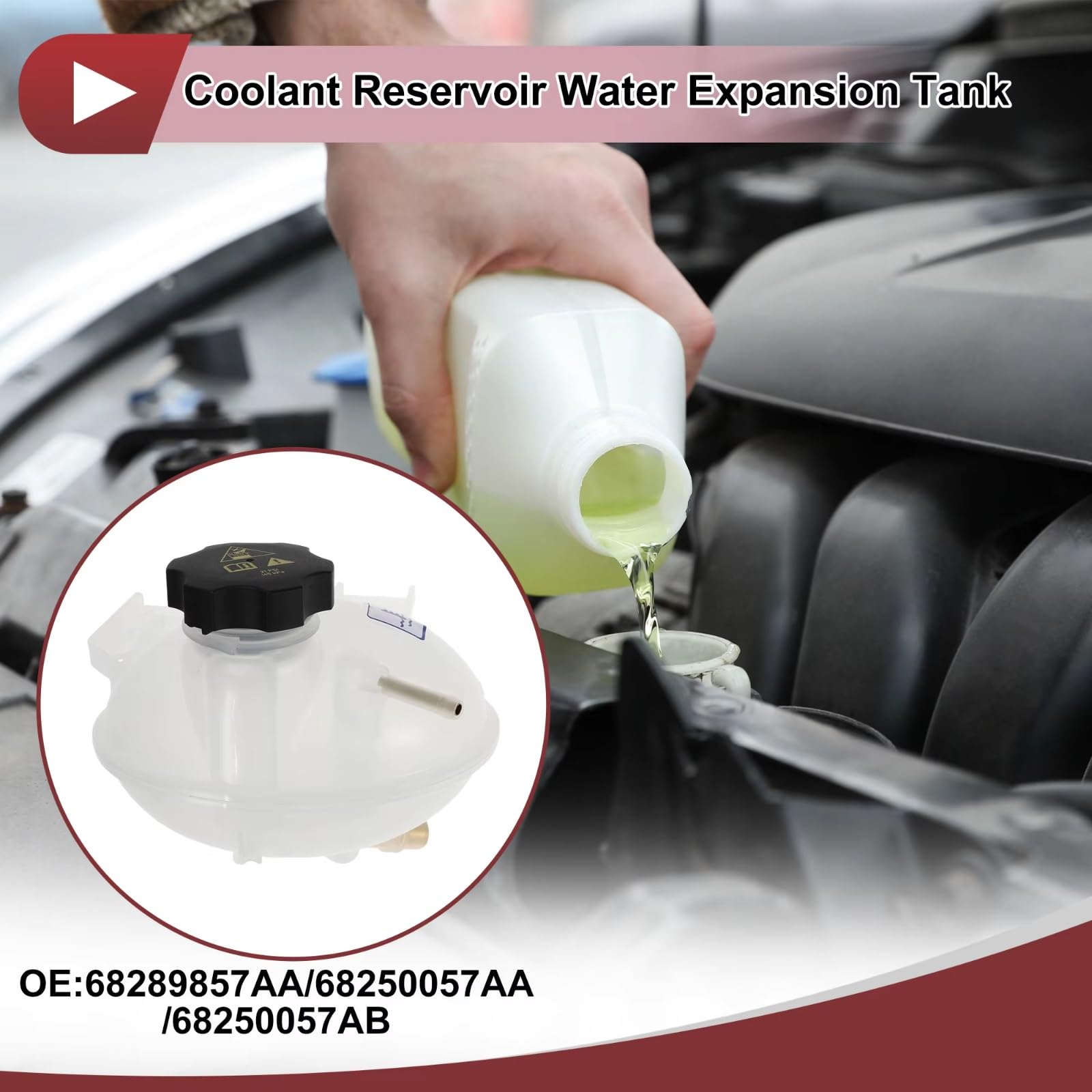 Refrigerante Vaschetta Compatibile Con Jeep Per Renegade BU 2017-2021 Serbatoio Espansione Liquido Raffreddamento Radiatore Recupero Tappo 68289857AA