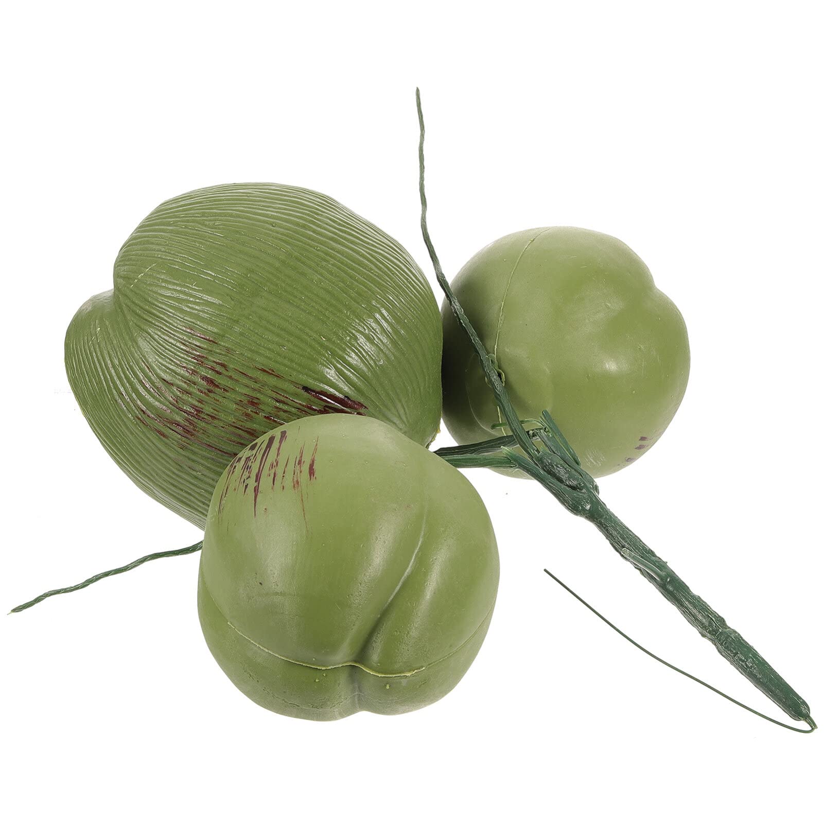 SEWACC 1 Bunch Artificial Coconut Fake Fruit Simulated Food Model Simulation Cokernut Decorations for Jungle Hawaiian Luau Tropical Wedding Party Decoration Display