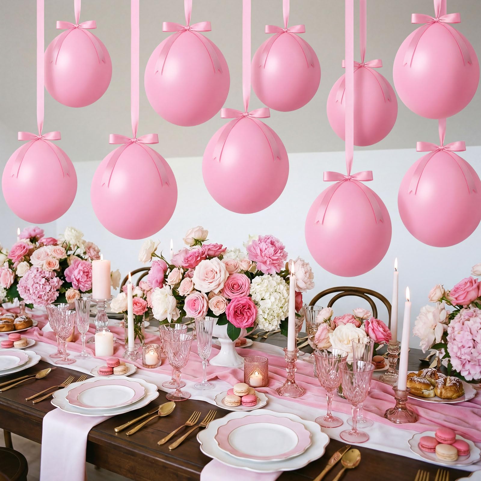 Shappy Set di 24 palloncini da appendere al soffitto 45,7 cm, grandi palloncini in lattice, rotondi, grandi, per feste, con fiocchi, nastro di raso, per laurea, compleanno, matrimonio, vacanze, feste