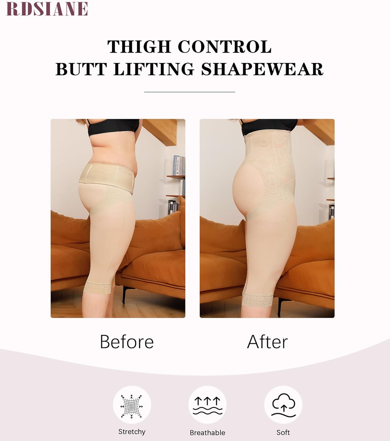 RDSIANE Capri Leggings for Women Tummy Control Shapewear Pants Thigh Slimmer Butt Lifting Leggings With Straps - Image 6