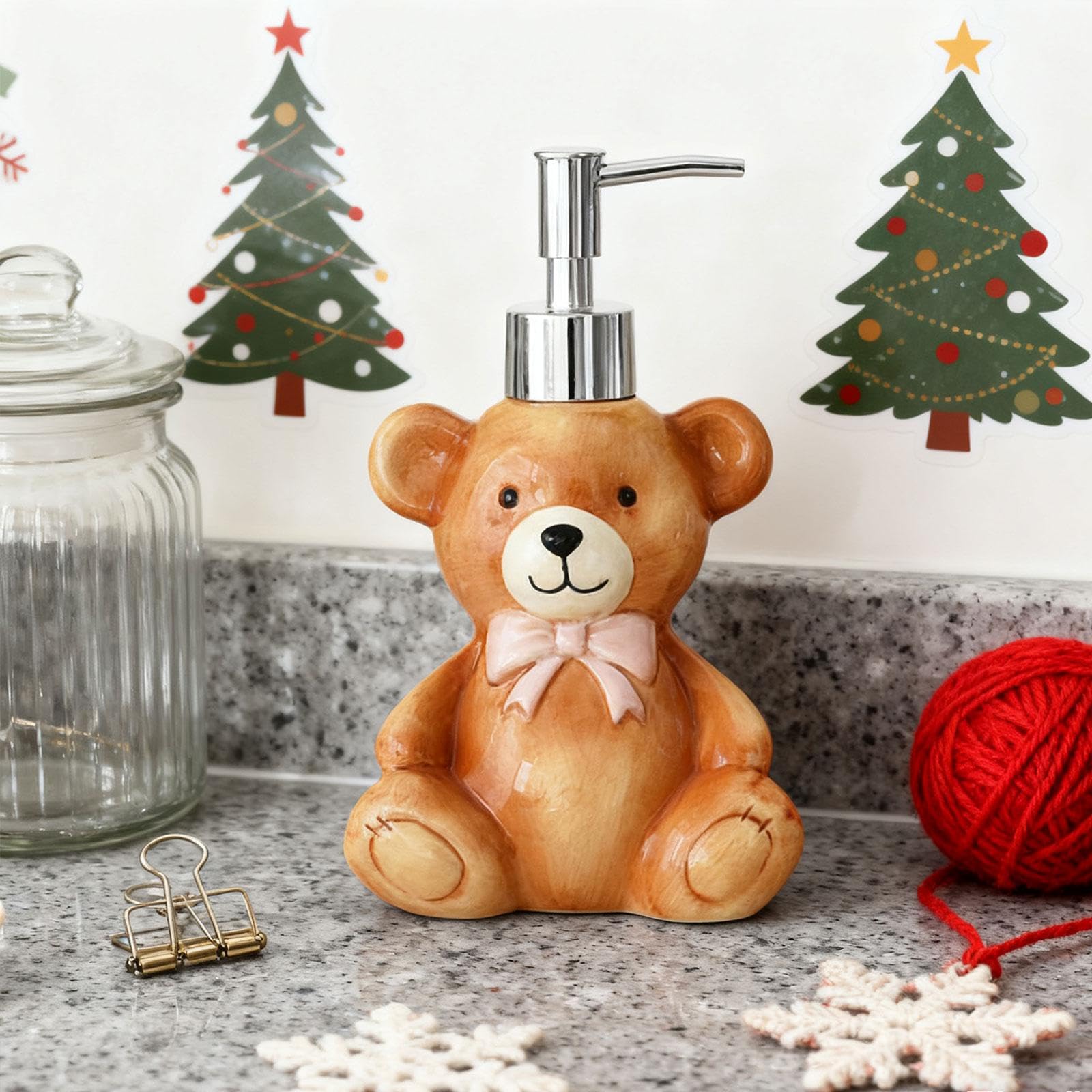 Dispenser di Sapone per Le Mani con Pompa, flacone con Pompa Ricaricabile Vuoto, flacone di lozione per Bambini con Simpatici Cartoni Animati per, Orso