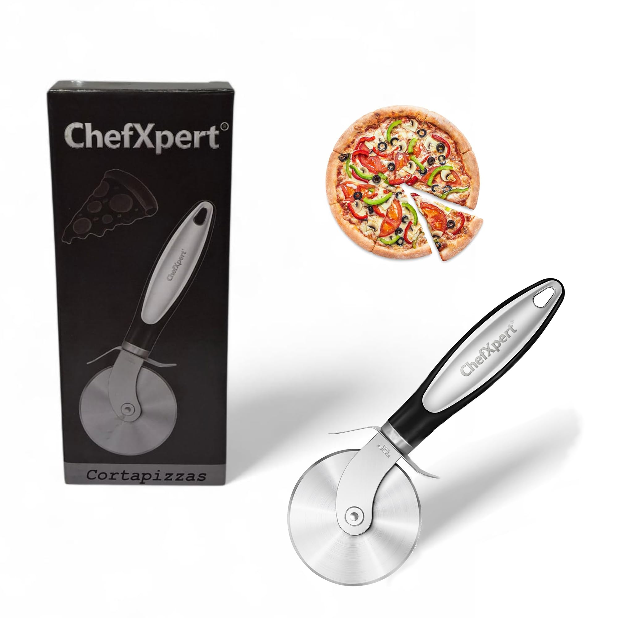 Professional Pizza Cutter – Stainless Steel | Non-Slip Handle | Dishwasher Safe | Wheel Cutter for Pizza, Dough and Puff Pastries