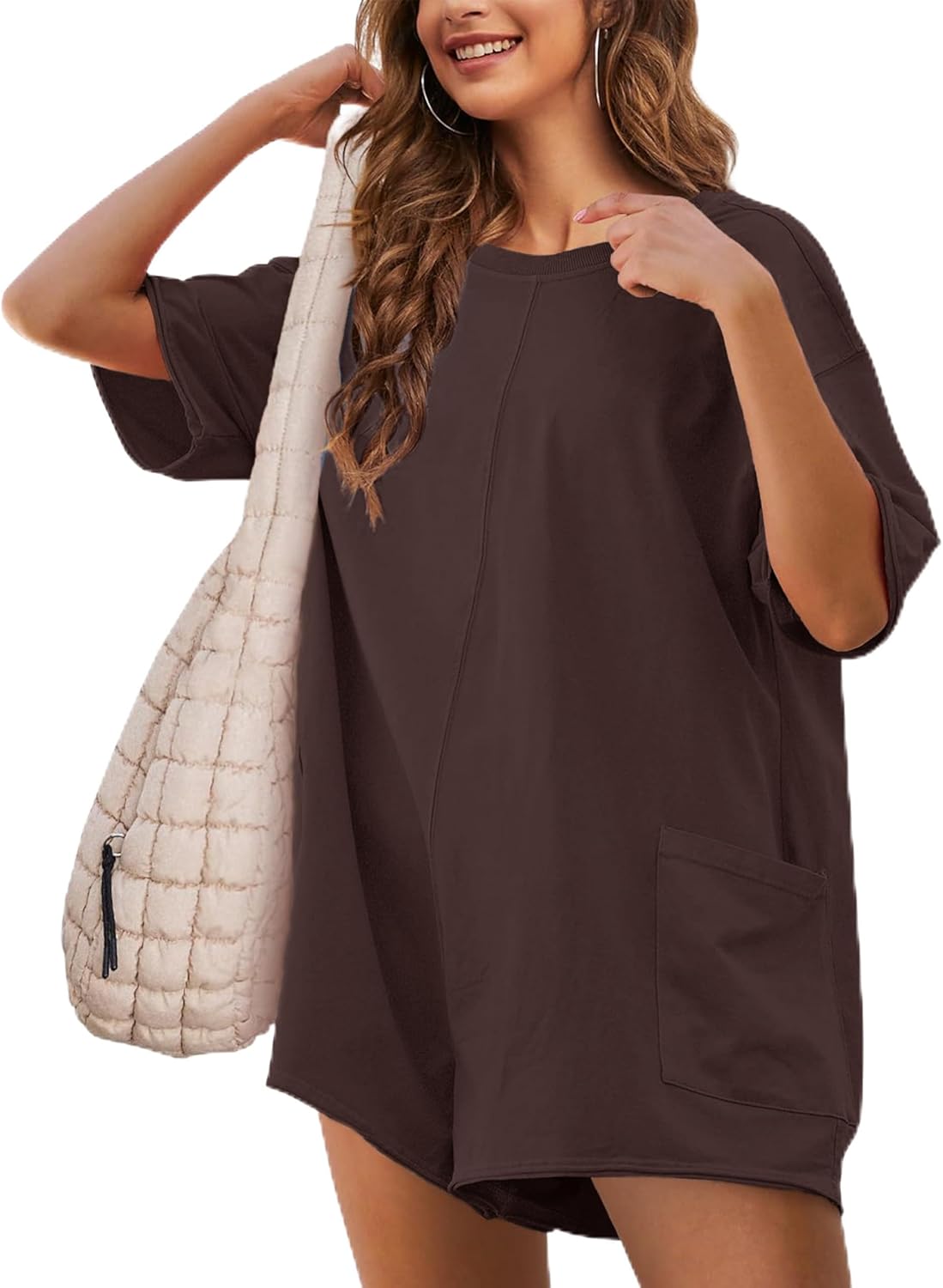 Rompers for Women Oversized Athletic Workout Reversible Hot Shot Tee Romper Casual Jumpsuit Overalls