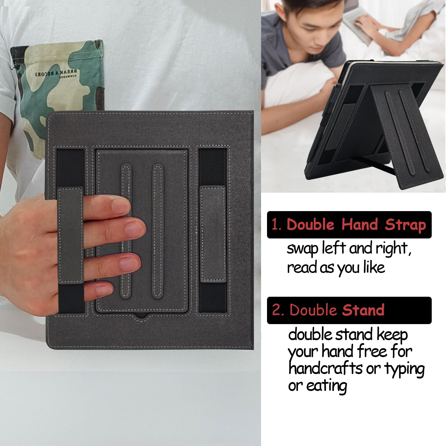 Schutzhülle mit doppeltem Ständer für Onyx Boox Tablet Note Air 5 C/Note Air 4 C/Air 3 C (2025/2024 veröffentlicht), Premium-PU-Leder-Hülle mit automatischer Sleep/Wake-/Doppel-Handschlaufe