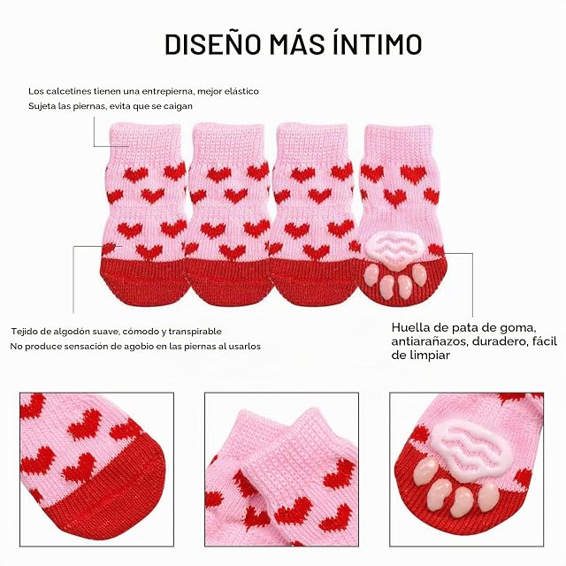Foto 3 de 7 de Heiqlay Calcetines antideslizantes para perros, calcetines para gatos, protección para patas de perro, gato