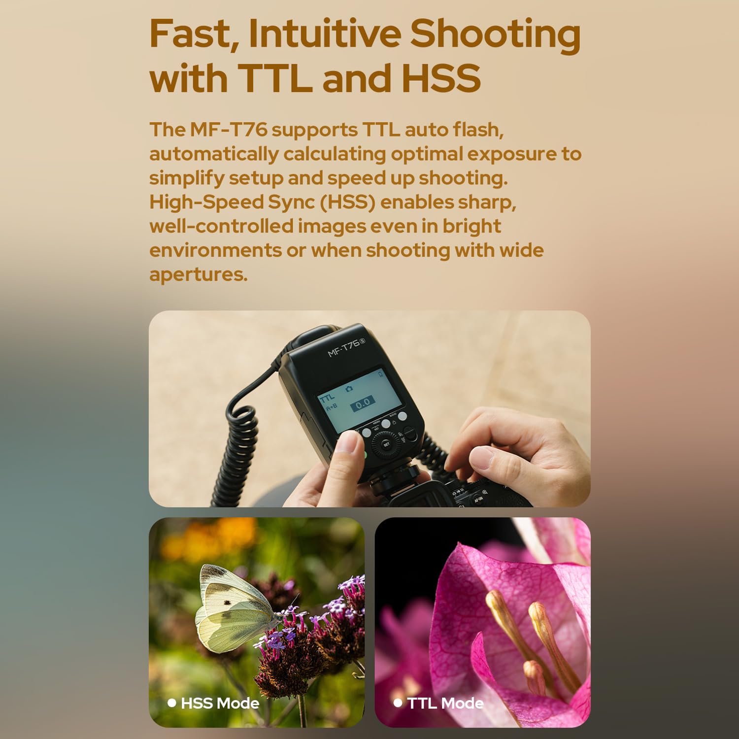 GODOX MF-T76C TTL Doppia testa del flash macro flash 2.4G wireless GN22.4, 550 flash, tempo di ricarica del flash 1,2 s con anello di montaggio, diffusore per fotocamera Canon, insetti, alimenti