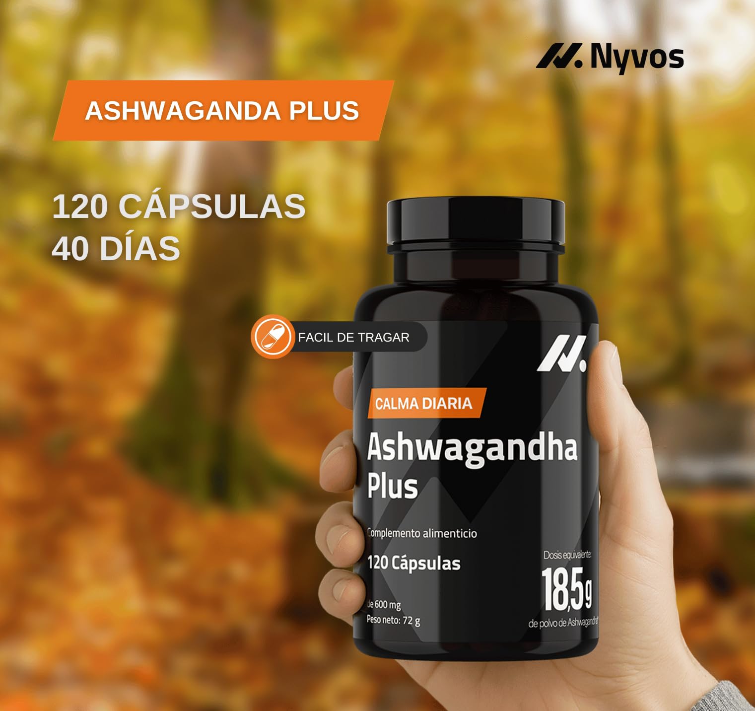 Ashwagandha Extracto 50:1 10% Withanólidos, Calma y Descanso - 120 Cápsulas | Relajación y bienestar diario, raíz de Withania somnifera, 18.450 mg equivalentes por dosis, adaptógeno puro sin estimulantes