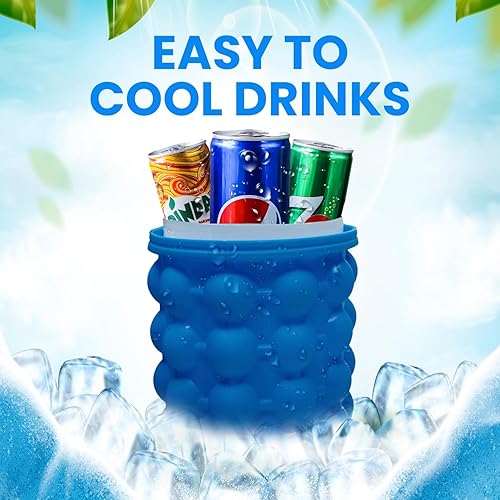 Miniatura 5 de Botella de cubitos de hielo (2 en 1) diseño de silicona cilíndrica, bandejas de molde de hielo, congelador para máquina de hielo, fabricante de