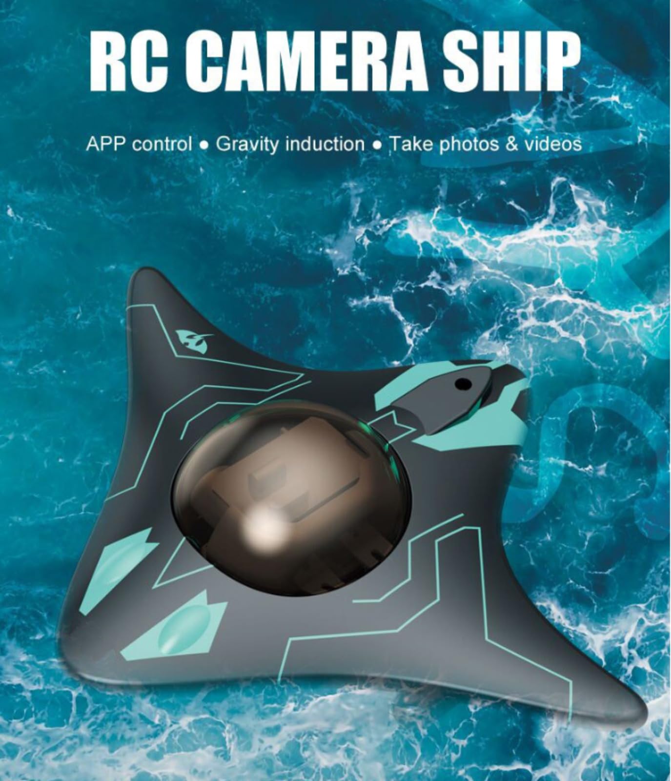 Mini WiFi RC Manta Ray Drone sottomarino, 6 canali Barca telecomandata con trasmissione video in tempo reale, foto e video Giocattolo d'acqua da piscina per bambini