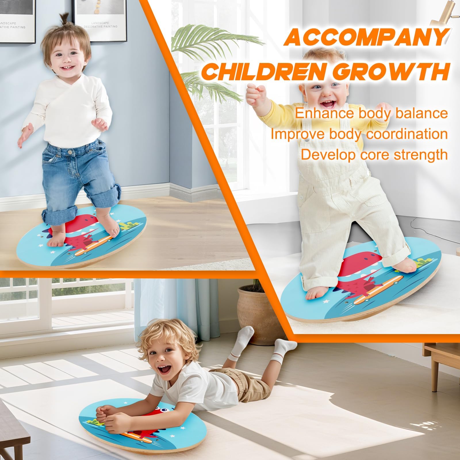 Balance Board Kinder, Wackelbrett aus Holz, Gleichgewichtstrainer Balancierbrett Balance Spiel Balance Kissen Balancierbalken Balancieren Kinder