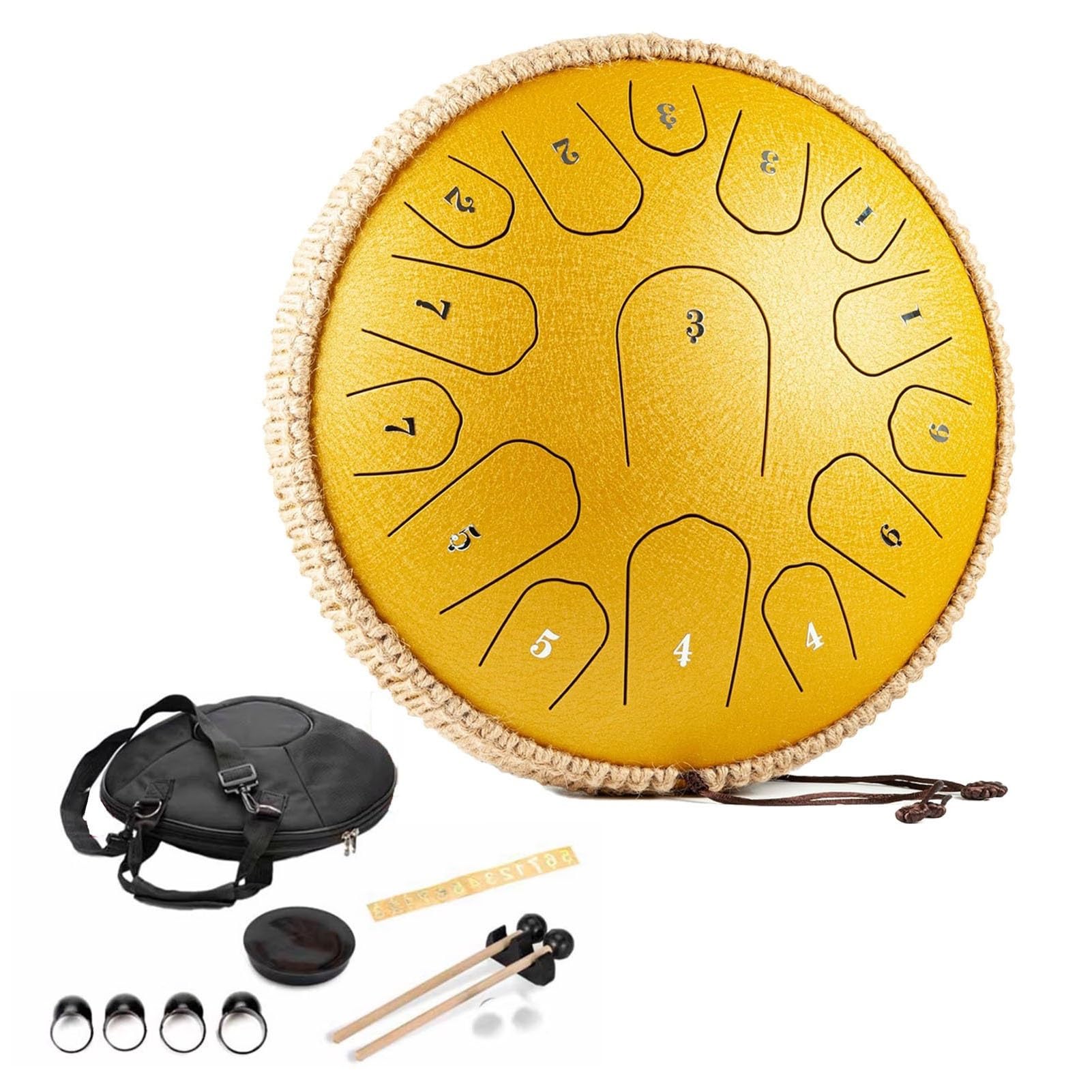 Percusión De Tambor Handpan En Re Mayor, Tambor De Lengua De Acero De 13 Pulgadas Y 15 Notas, Instrumento Handpan Tambores Handpan Para Adultos, Para La Meditación De Yoga(A)