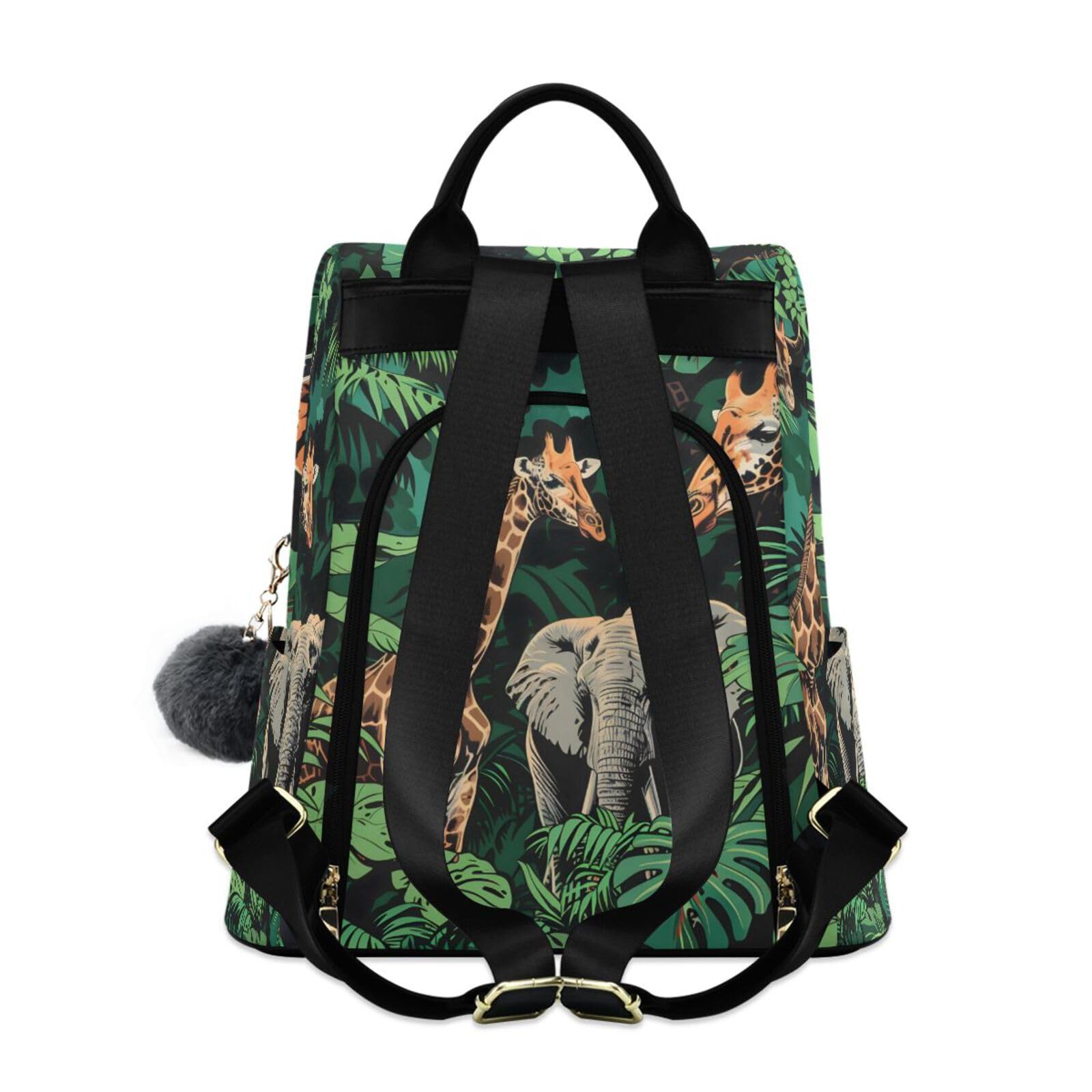 Giraffes and Elephants Backpack for Women Anti Theft Large Fashion Travel Shoulder Bag Purse Rucksack Lightweight