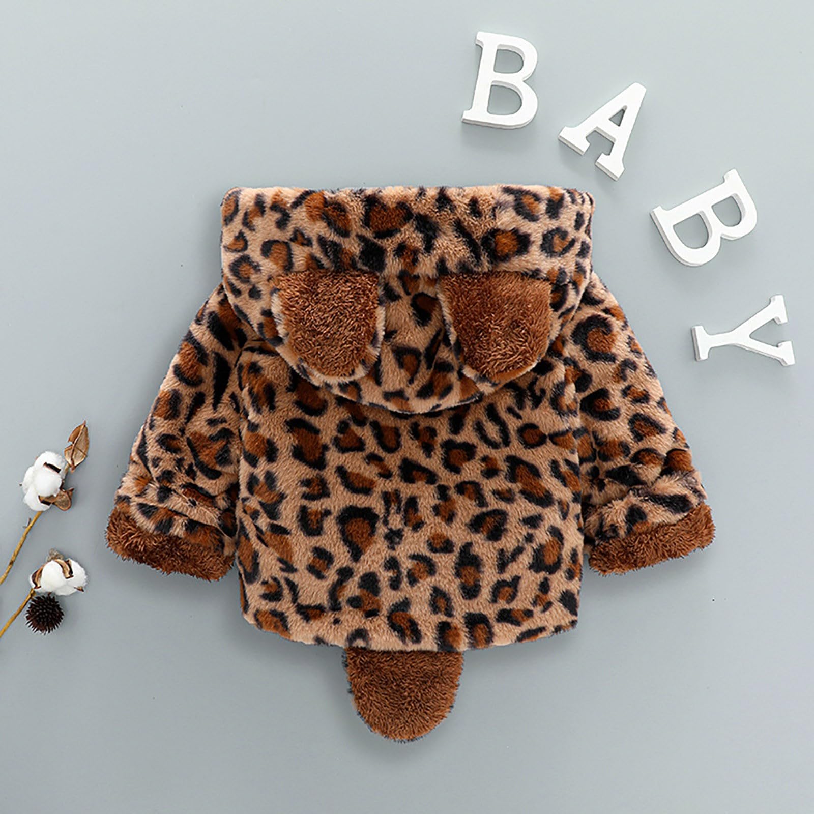 OBiQuzz Veste polaire pour enfant - Veste demi-saison - Motif léopard - Veste d'hiver chaude à capuche - Veste de survêtement avec oreilles d'ours - Veste de sport quotidienne - Veste d'extérieur pour