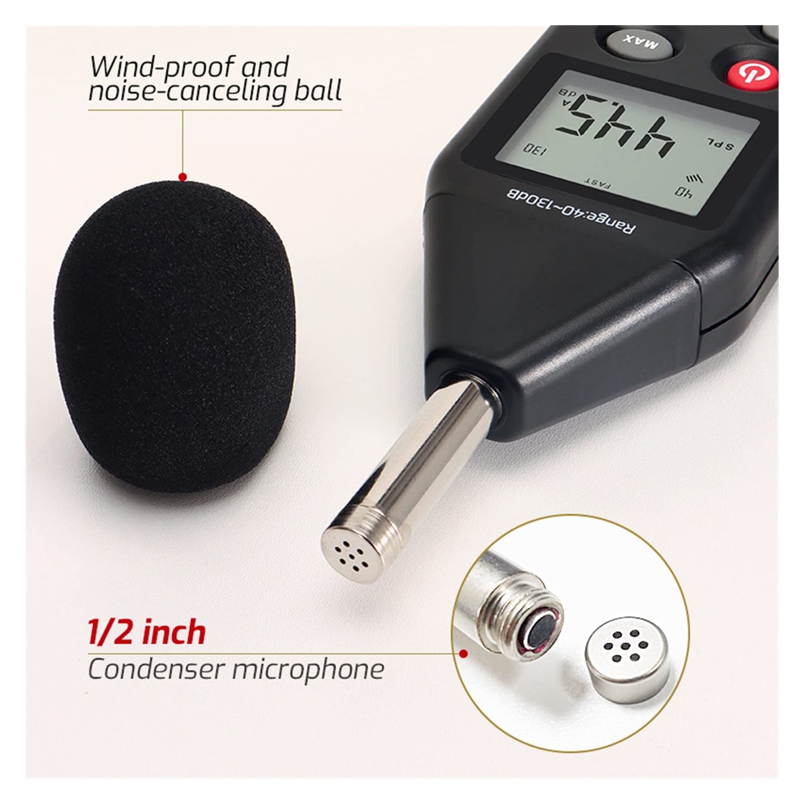 Mierniki poziomu dźwięku, TA8152A Detektor audio miernika cyfrowego poziomu dźwięku LCD Wyświetl 40-130dB Tester Objętość Mierzenie decybeli