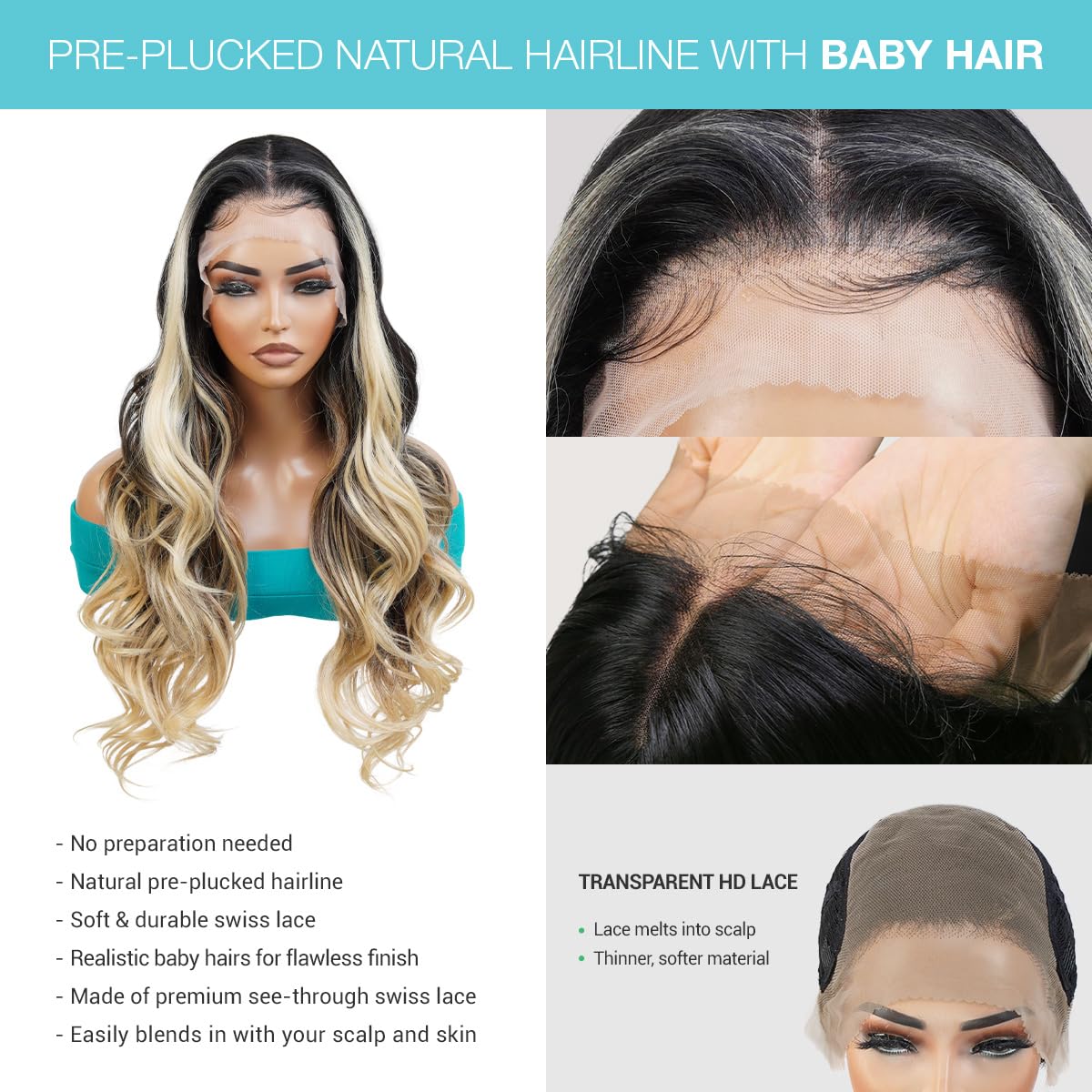 Amazon.com : GLAM21USA HD LACE Front Loose Curl 13X6  display picture 3