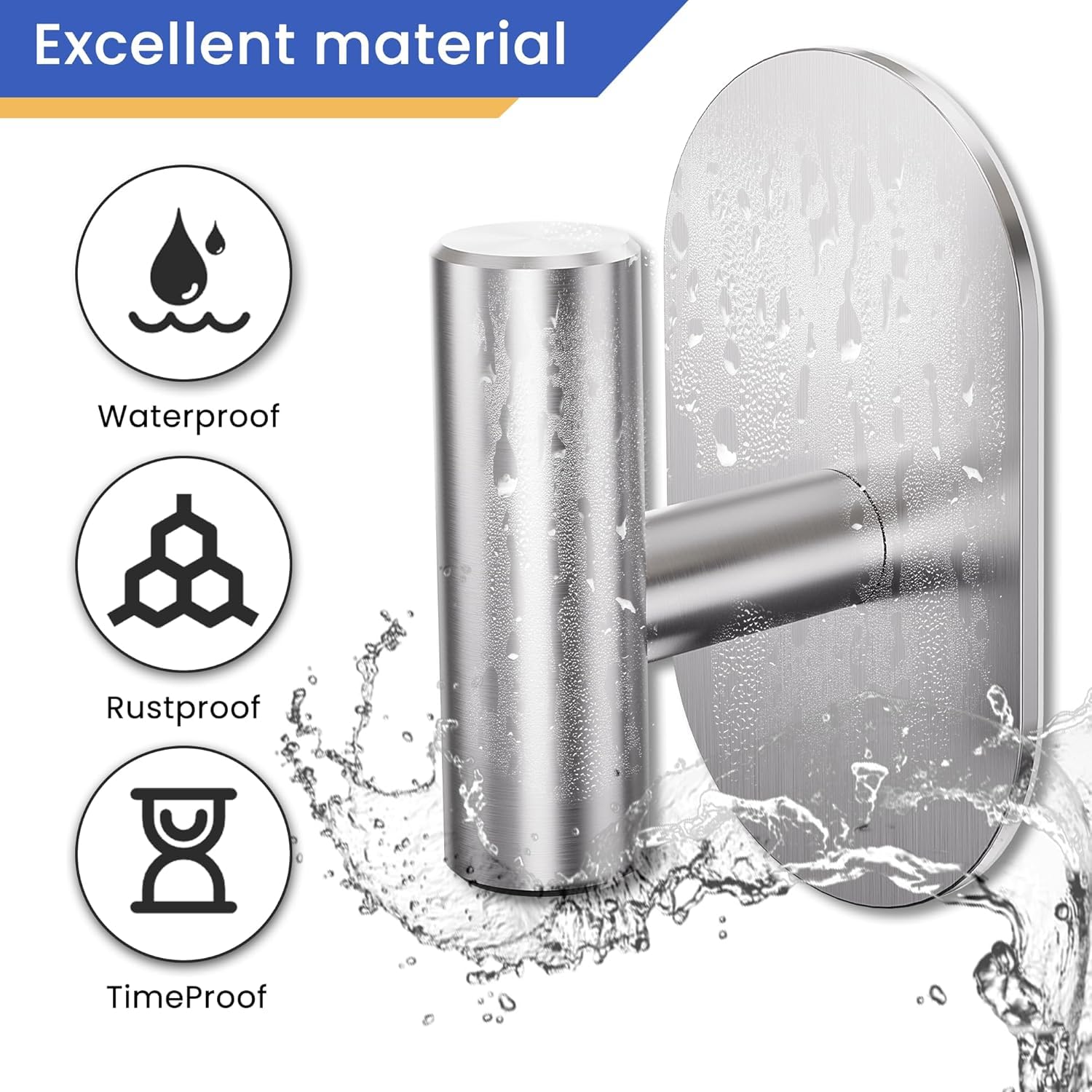 Aikzik 4 Pack Large Self Adhesive Hooks, Stainless Steel Sticky Hook Heavy Duty, Over 12kg Load - Image 7