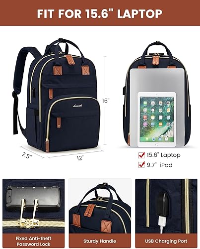 Miniatura 5 de LOVEVOOK - Mochila antirrobo con candado de seguridad para computadora portátil de 15.6 pulgadas unisex mochila para viajar, ir a la escuela