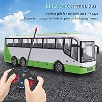 Vista 4 de FOSA Autobús de control remoto, simulación de luz LED, autobús escolar RC 1/30, fácil control, juguete electrónico del vehículo, niña (blanco verde)