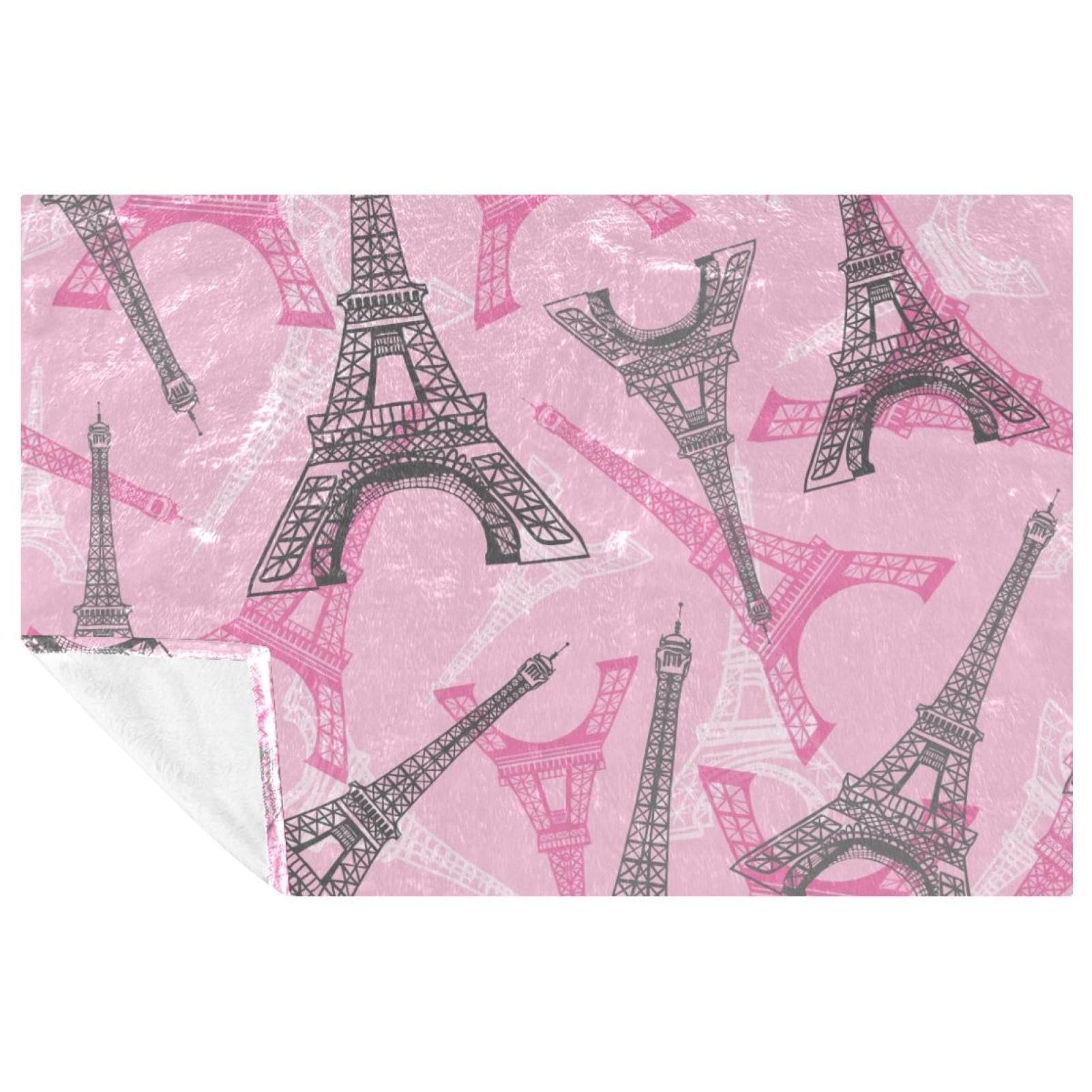 Couverture confortable de lit bicolore rose gris, jeté de canapé design 150 x 100 cm