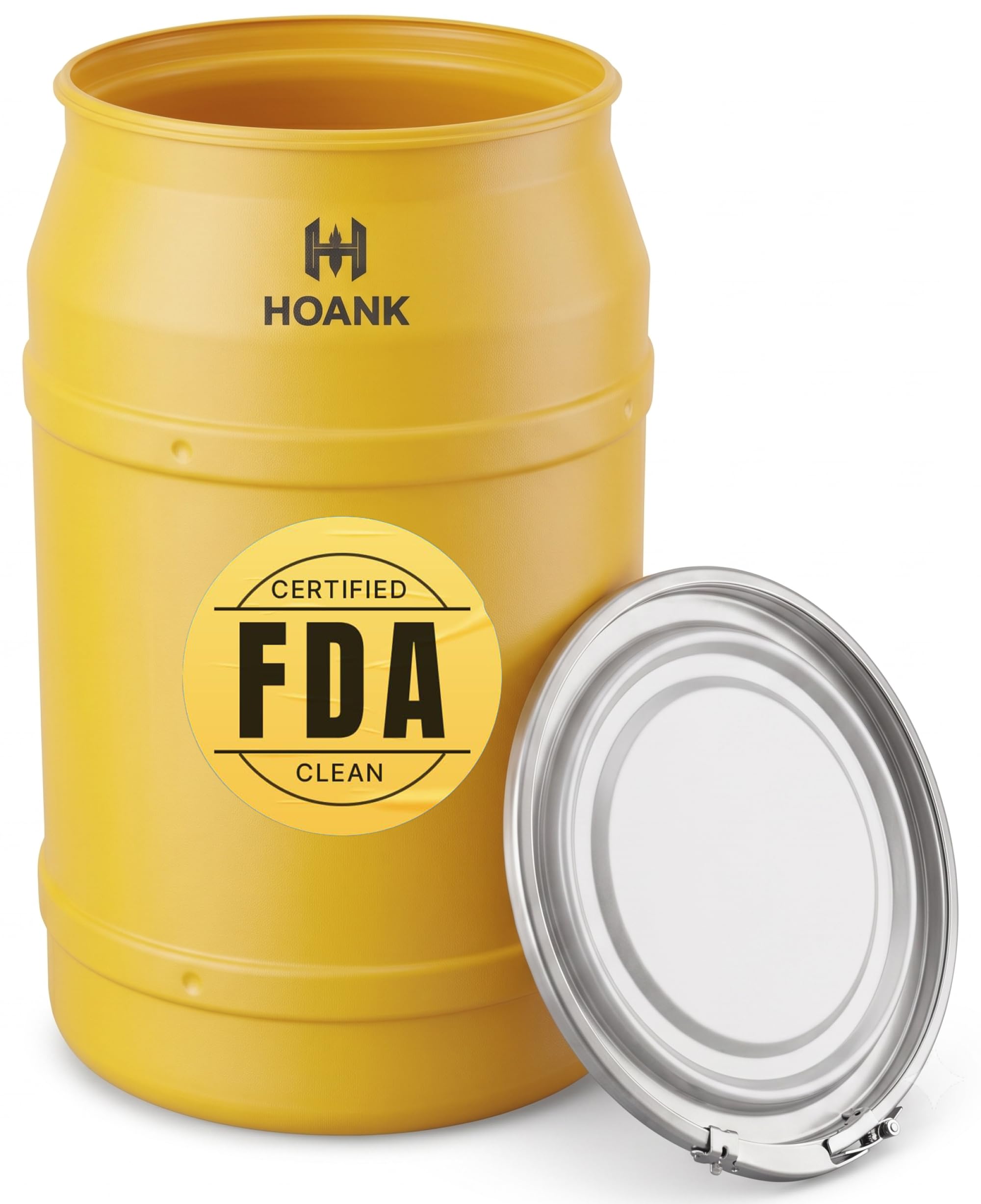 55-Gallon Open Head Water Storage Barrel, BPA Free, Emergency Water Supply - Eco Friendly - Lever-Lock Lid - Made in USA (Yellow)