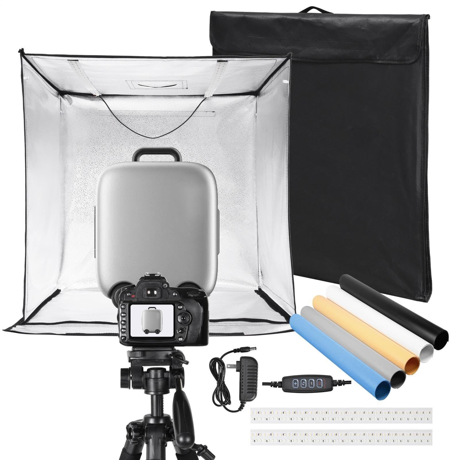5 fondali Scatola Luminosa Fotografia LED 60x60cm, Studio Fotografico