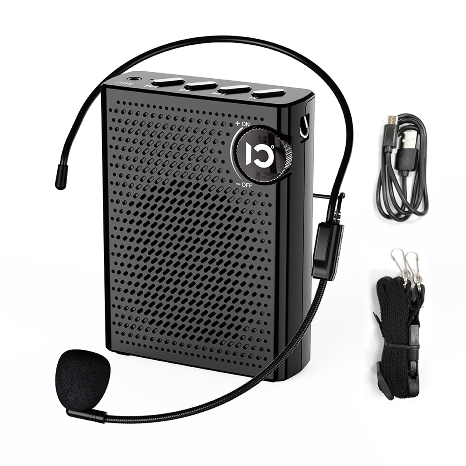 Voice Amplifier, Portable PA System with Headset Microphone, 10W Power Amplifier, Bluetooth 5.0 Speaker Support TF AUX FM for Teacher, Tour Guide, Training (Black)