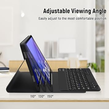 Keyboard Case for Samsung Galaxy Tab A7 10.4 2020 SM-T500/ T505/ T507,Slim Cover with Pencil Holder,Magnetically Detachable Wireless Bluetooth Keyboard for Samsung Tablet A7, Black