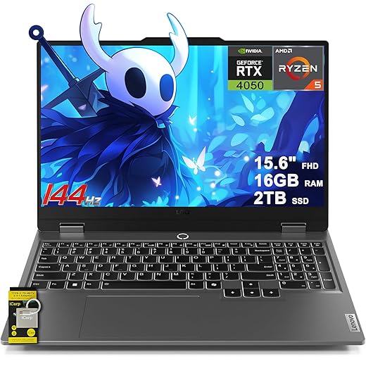 Lenovo LOQ Gaming Laptop 15.6" FHD IPS 144Hz (100% sRGB G-SYNC) AMD Quad-core Ryzen 5 7235HS 16GB RAM 2TB SSD GeForce RTX 4050 Backlit Nahimic Privacy Camera Rapid Charge Win11 w/ICP Hub
