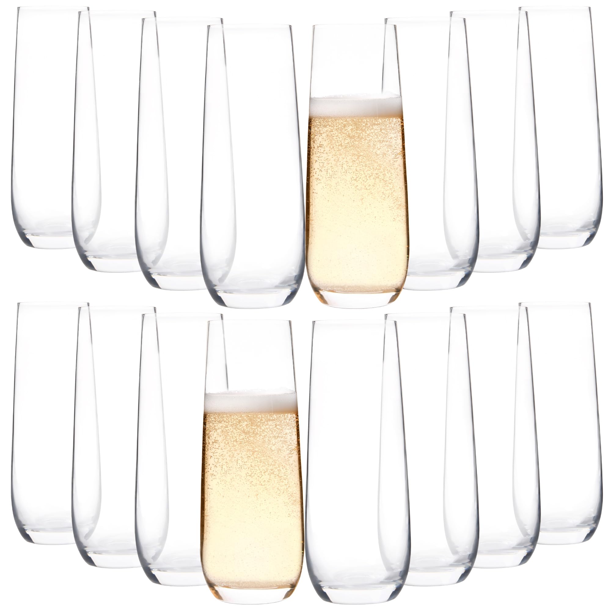 Juego de 16 copas de champán sin tallo, vasos transparentes de 8 onzas, vasos de mimosa