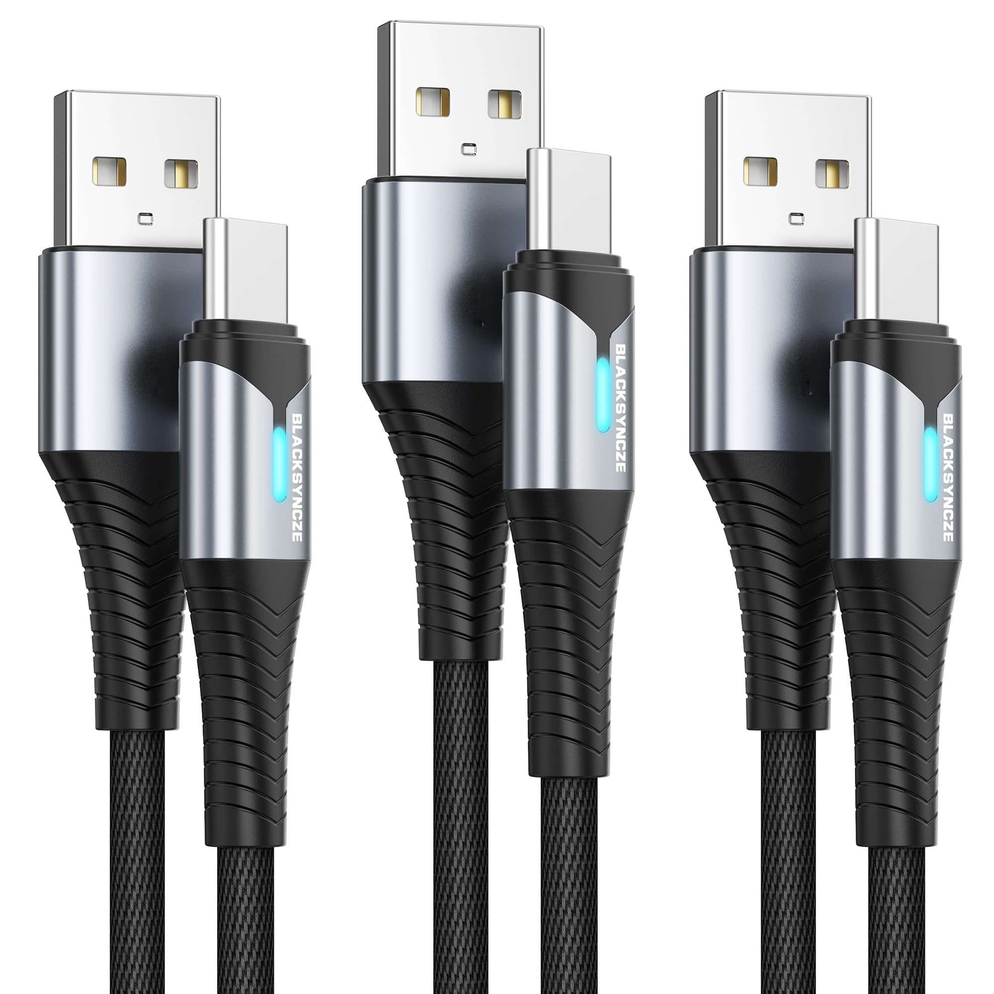 BLACKSYNCZE Cavo USB C [3Pezzi 0.5M+2M+2M] 3,1A Cavo USB Type-C Ricarica Rapida Cavetto USB C Nylon Cavo Tipo C per iPhone 15 Pro Max, Samsung Galaxy S23 S22 S21, Note20, Huawei P50, Pixel 7, OnePlus