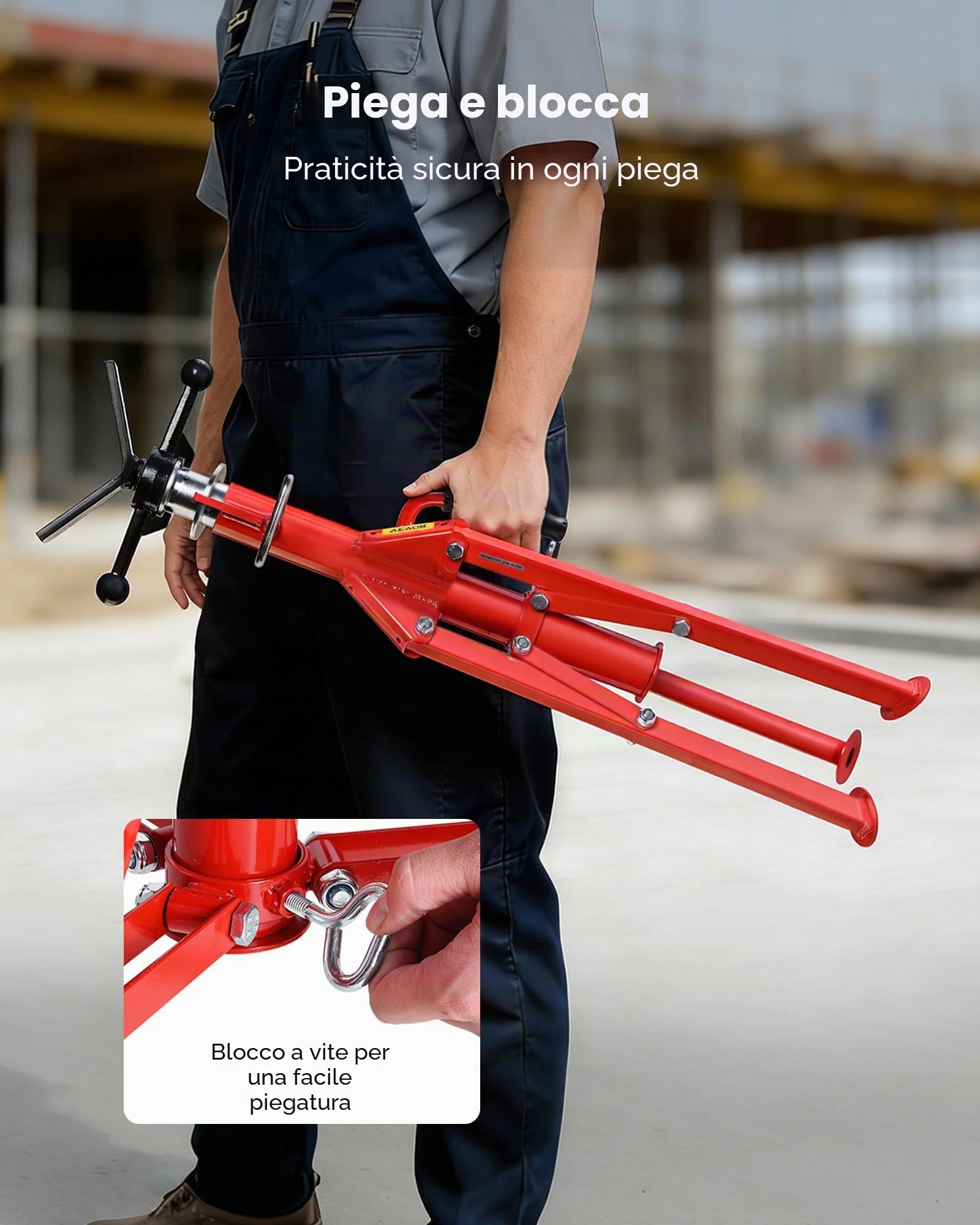 VEVOR Cavalletto per tubo con testa a V Capacità 1/8"-12", Altezza regolabile 28"-52", Supporti per tubi 2500 libbre. Capacità di carico, Supporti per tubi pieghevoli portatili