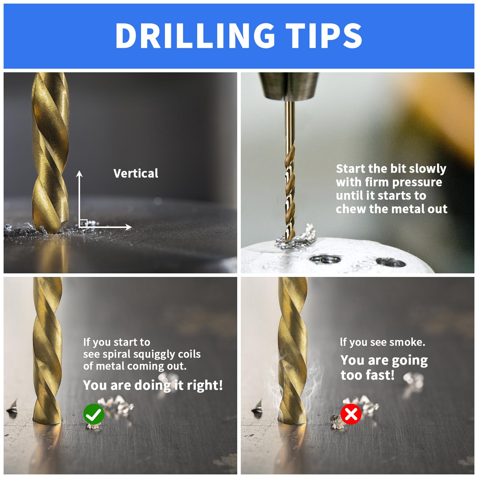 Cobalt Drill Bits - 5 Piece Set for Metal & Steel -3 Cobalt Drill Bits - 5 Piece Set for Metal & Steel -3