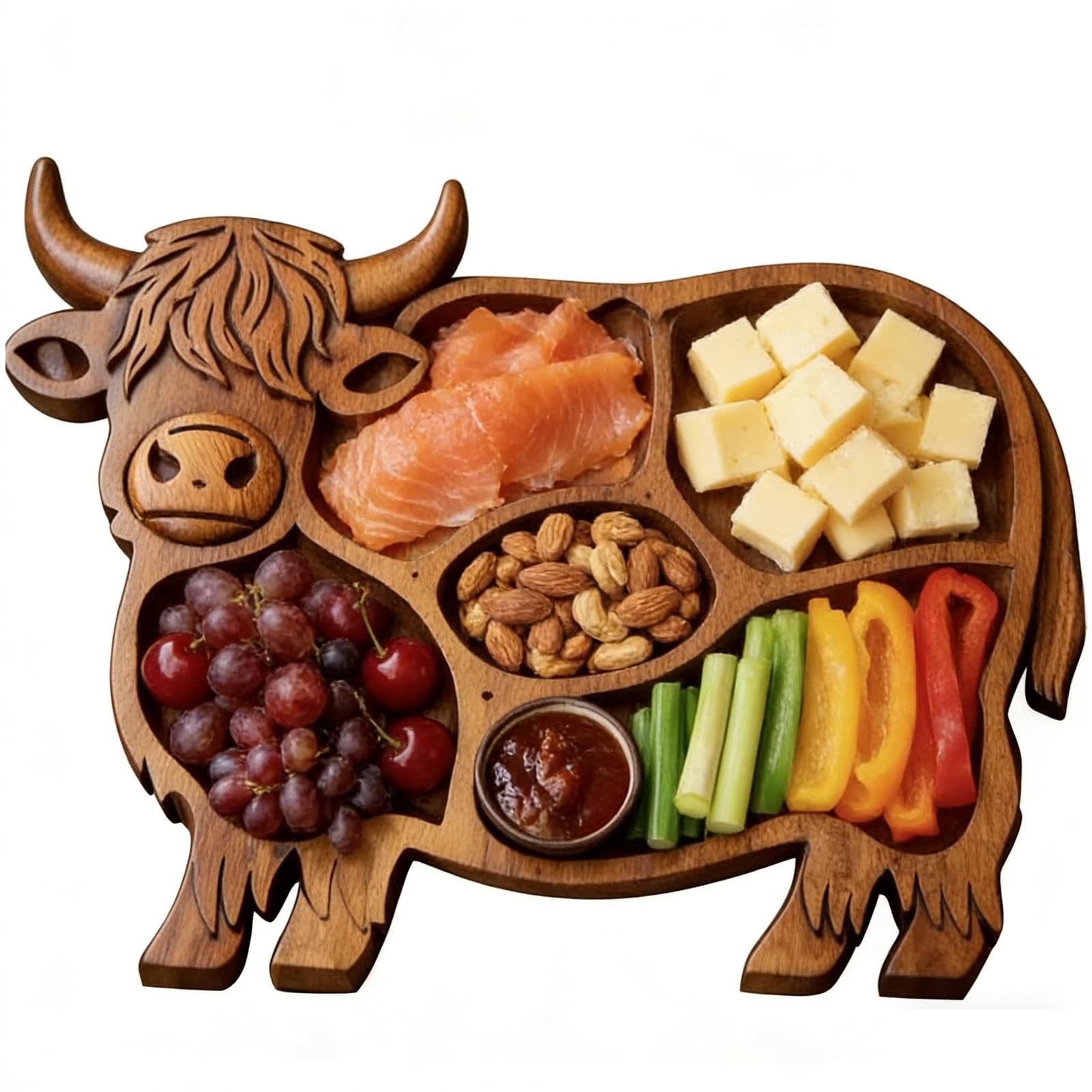 Charcuterie Brett aus Holz Charcuterie Tablett im Kuh Design