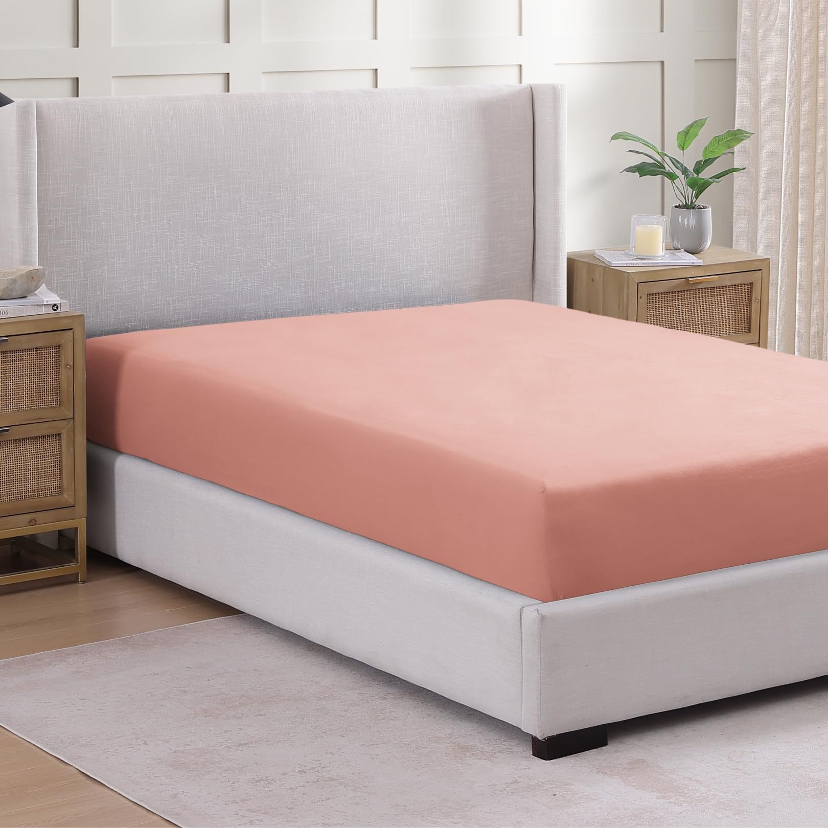 Fitted Sheet Double, Rose Dawn, Pre-Washed, Deep Pocket 14 inch (35 cm), Easy Care, Soft Brushed Microfibre Fabric - Image 2