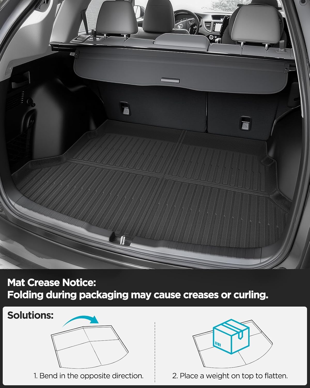 Floor Mats & Cargo Liner for Honda CR-V 2012–2016 Full Set, All Weather TPE Rubber Floor Liners Trunk Mat for Honda CR-V LX EX SE (No Subwoofer), Not for EX-L/Touring, CR-V Accessories Black - Image 6