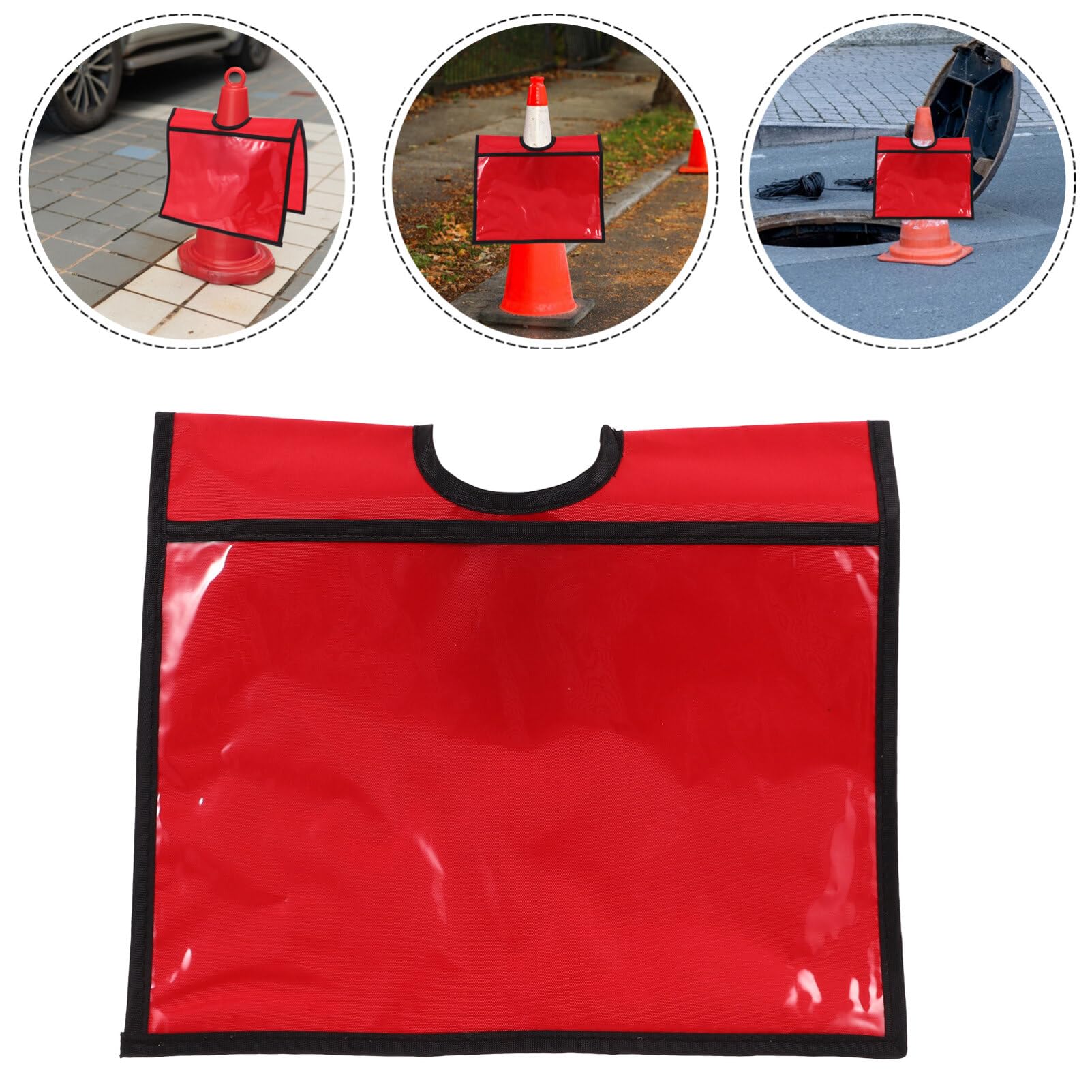 JECOMPRIS Traffic Cone Sleeves 2Pcs Outdoor Safety Warning Sign Covers with Pockets for Traffic Cone Caution Message Durable Waterproof Sleeve - Image 4