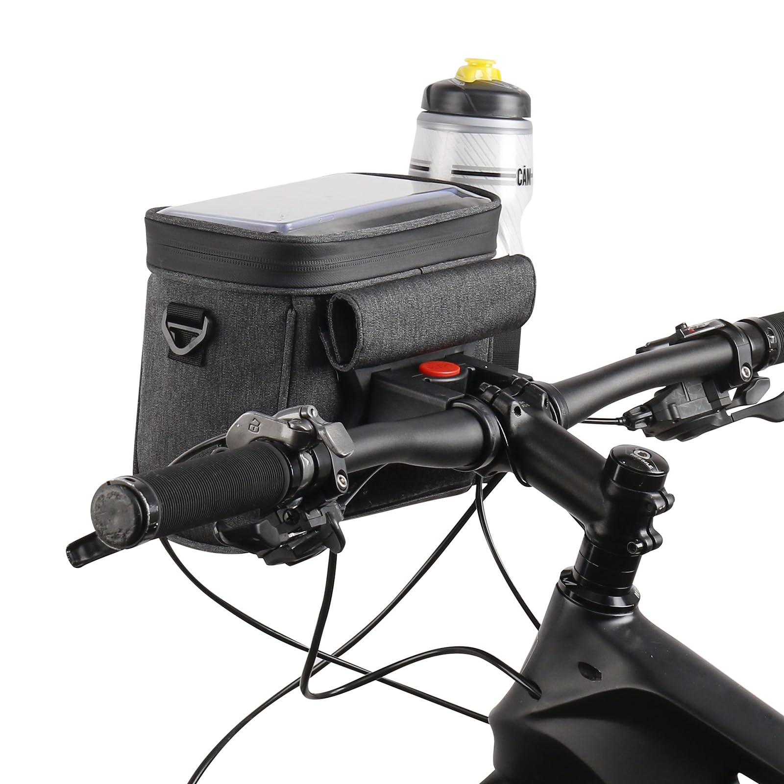 Sacoche de Guidon de Vélo Étanche, Adaptateur de Guidon Avant et Bandoulière 5L Sacoche de Cadre de Vélo avec Écran Tactile pour Smartphone