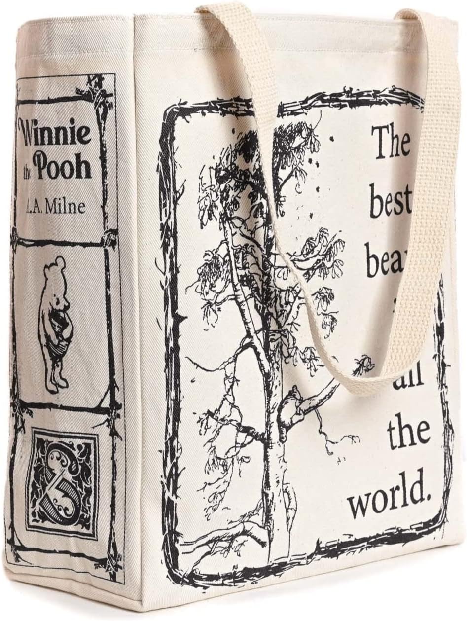 Storiarts Winnie-the-Pooh Tote Bag – Premium Cotton Literary Tote with Classic Pooh Artwork – Handcrafted Book Bag for Readers, Shoppers & Pooh Fans – Perfect Gifts for Book Lovers