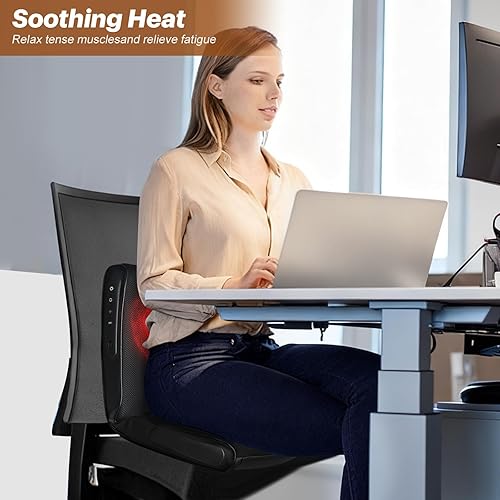 Miniatura 7 de Shiatsu - Silla masajeadora de cuello y espalda con calor, silla de masaje de cuerpo completo para aliviar el dolor de tejido profundo, almohadilla